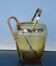 Mid Century Crackle Amber Glass Ice Bucket WMF With Ratan Handle