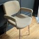 vintage tubular metal chrome office chair with patterned fabric.