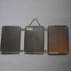 Barber mirror triptych chrome metal imitation cream leather vintage chain