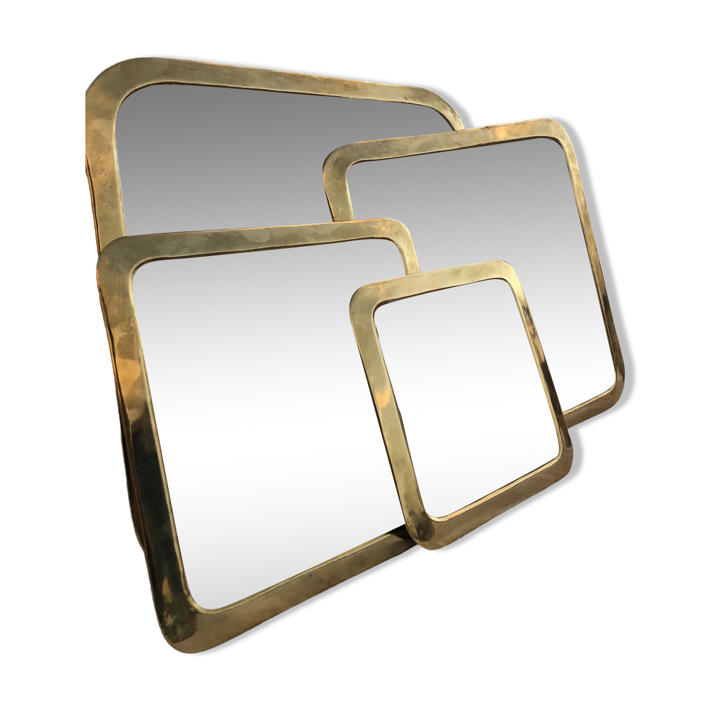 Set of 4 Brass Square Mirrors