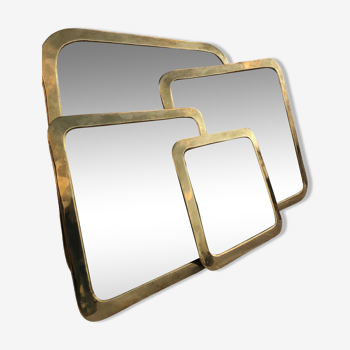 Set of 4 Brass Square Mirrors