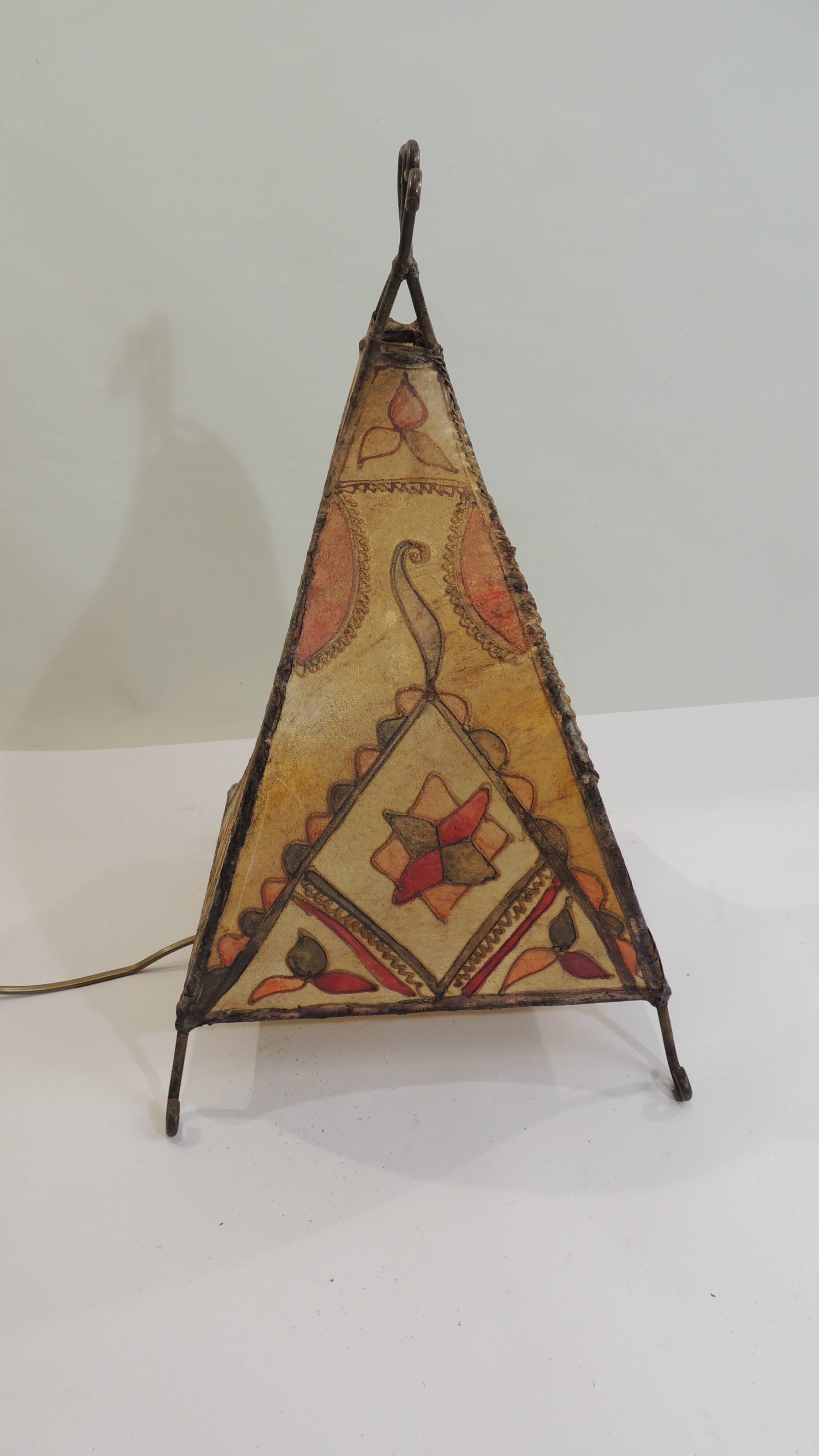 Moroccan henna lamp in leather /oriental lamp/Marrakech/45 cm /Vintage