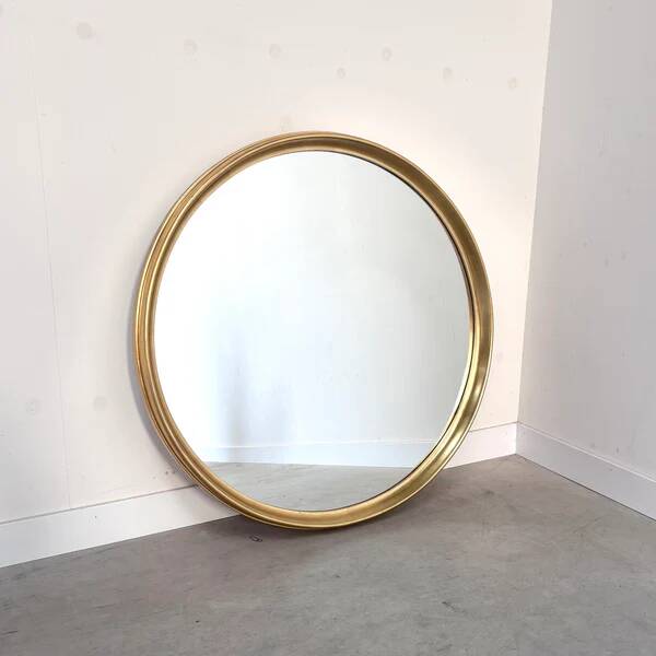 Grand miroir rond vintage, années 1960