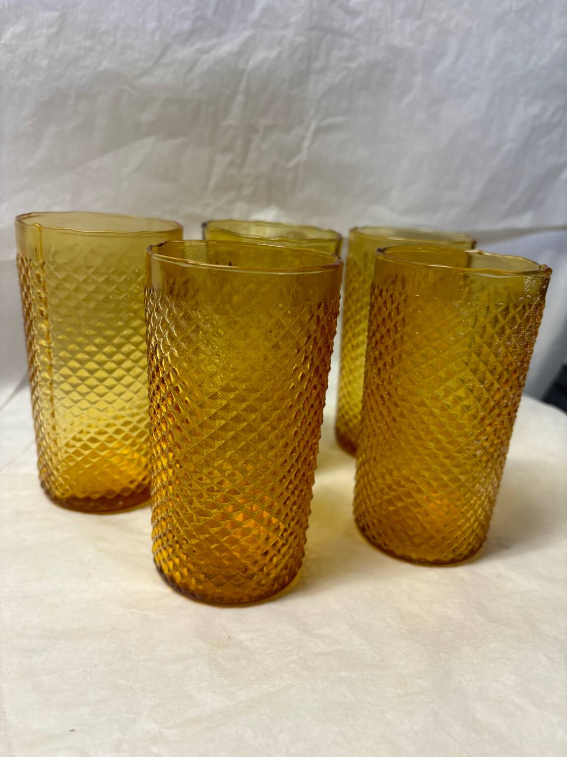 Set of 5 amber orangeade glasses