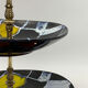 Vintage ceramic and brass cake display 1950s