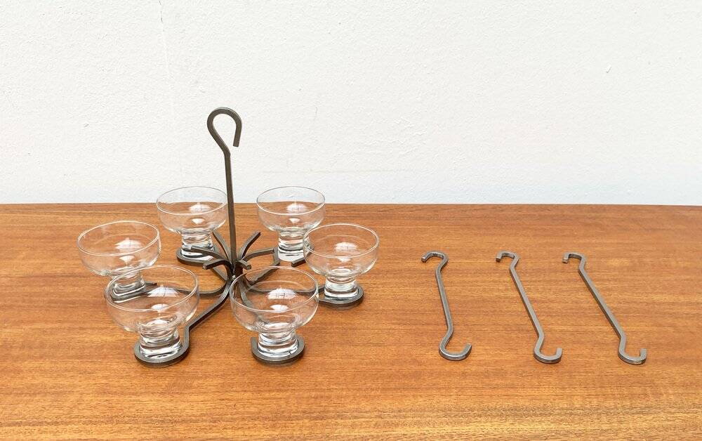 Mid-century metal and glass candle holder suspension from Denmark, 1960s.