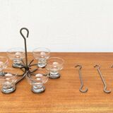 Mid-century metal and glass candle holder suspension from Denmark, 1960s.