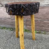 Rustic farm stool 1960 brutalist vintage wood