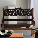 Black solid mango side table (monoxyle) with conical legs