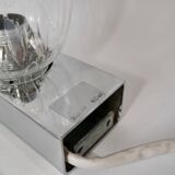 Pair of designer wall lights in blown glass and chrome by inda circa 1960-1970