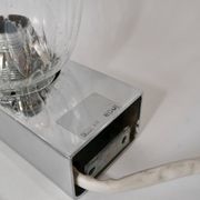 Pair of designer wall lights in blown glass and chrome by inda circa 1960-1970