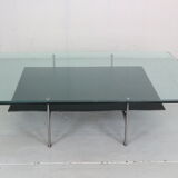 B&B Italia 'Diesis' Two-Tier Glass and Leather Coffee Table by Antonio Citterio