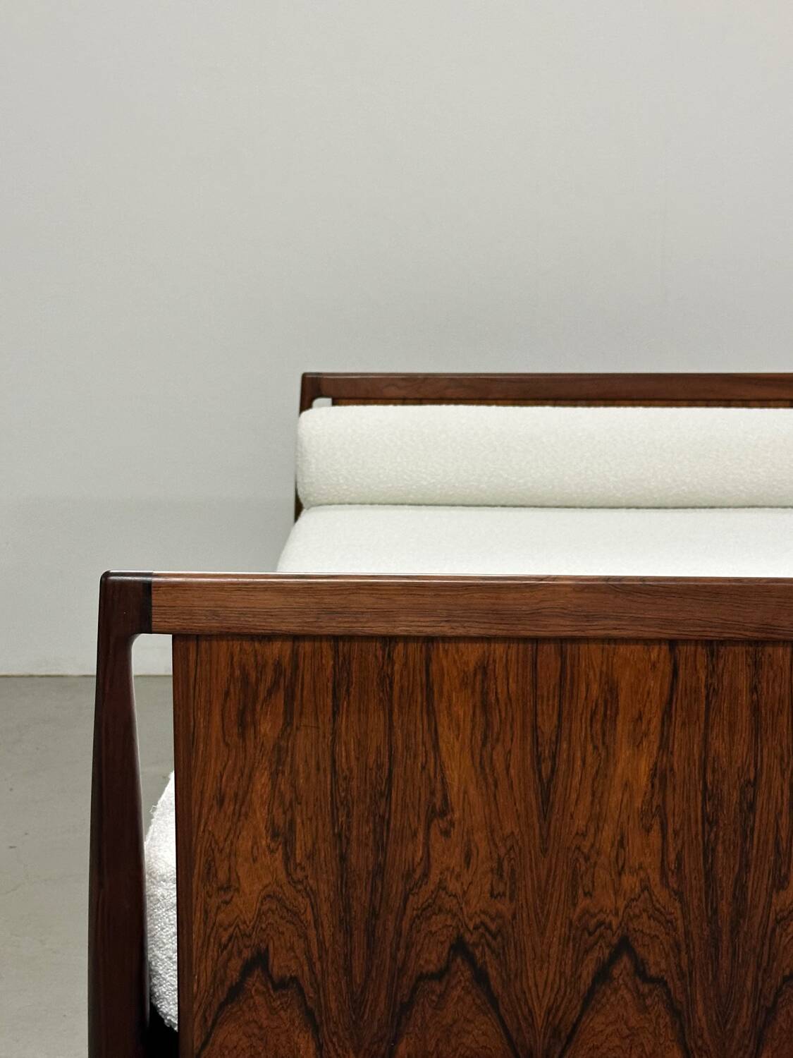 Danish Palisander Bed Daybed in Bouclé 1960s