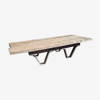 Table basse bois brut et métal