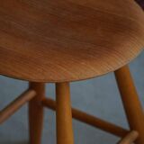 Round beech stool by a Danish cabinetmaker, mid-century modern, 1970s.