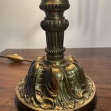 Bronze, opaline and tassel table lamp
