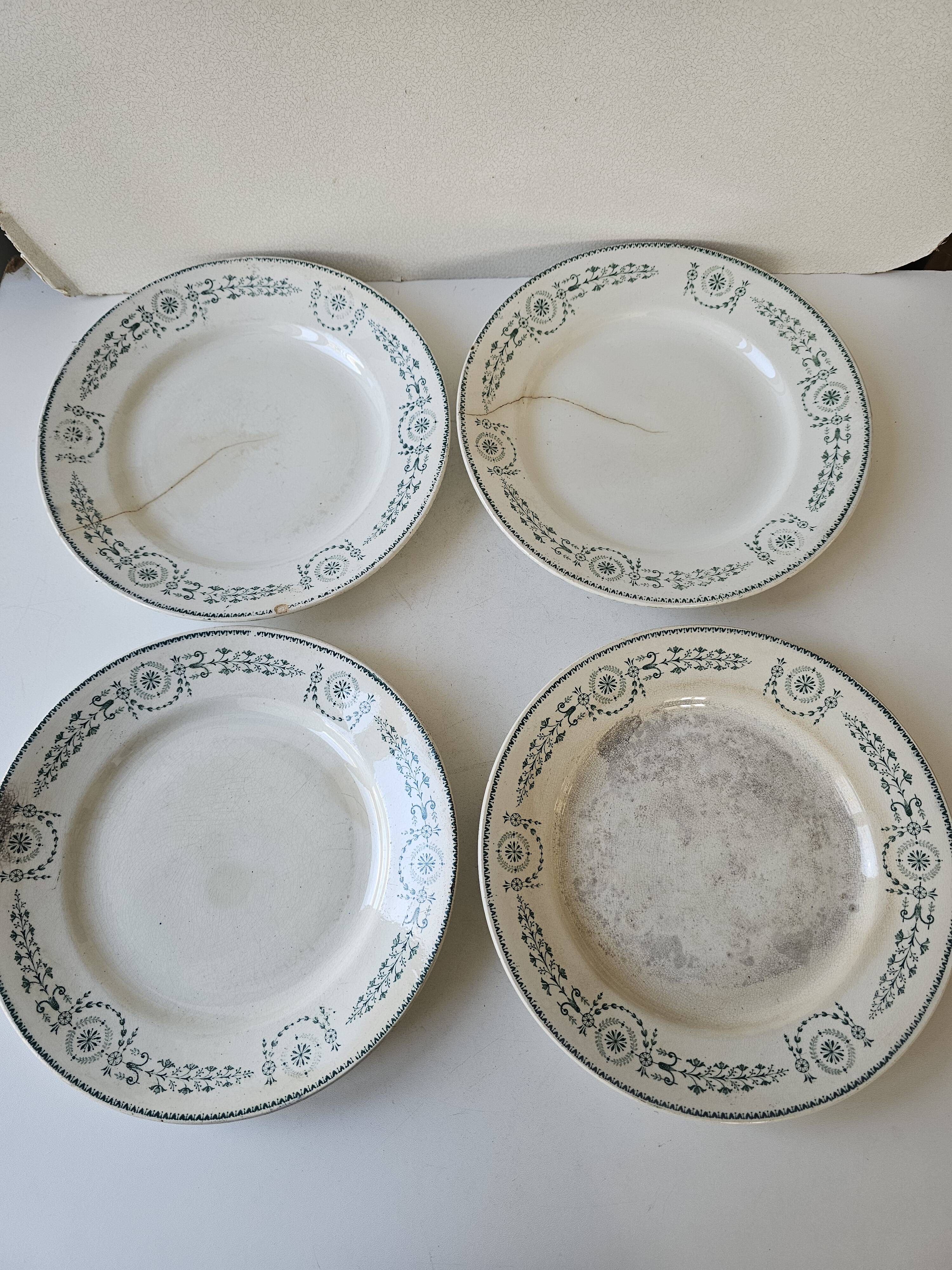 Set of 8 plates, 2 dishes, 2 compotiers - KG Lunéville Laetitia decoration