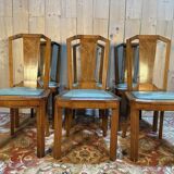 6 Art Deco period chairs in green vinyl