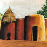 Gouache on paper "African huts"