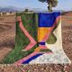 Handmade natural wool Berber rug with colourful patterns, size 1.5/2.5m.