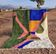 Handmade natural wool Berber rug with colourful patterns, size 1.5/2.5m.