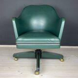 Mid-century green swivel office chair attributed to Umberto Mascagni, Italy, 1950s.