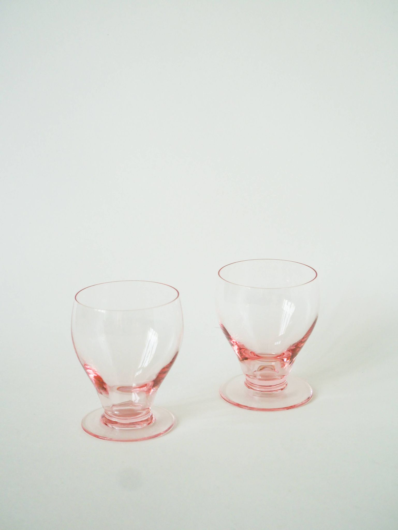 Set of 6 small wine glasses, Pink, Art Deco, 1930