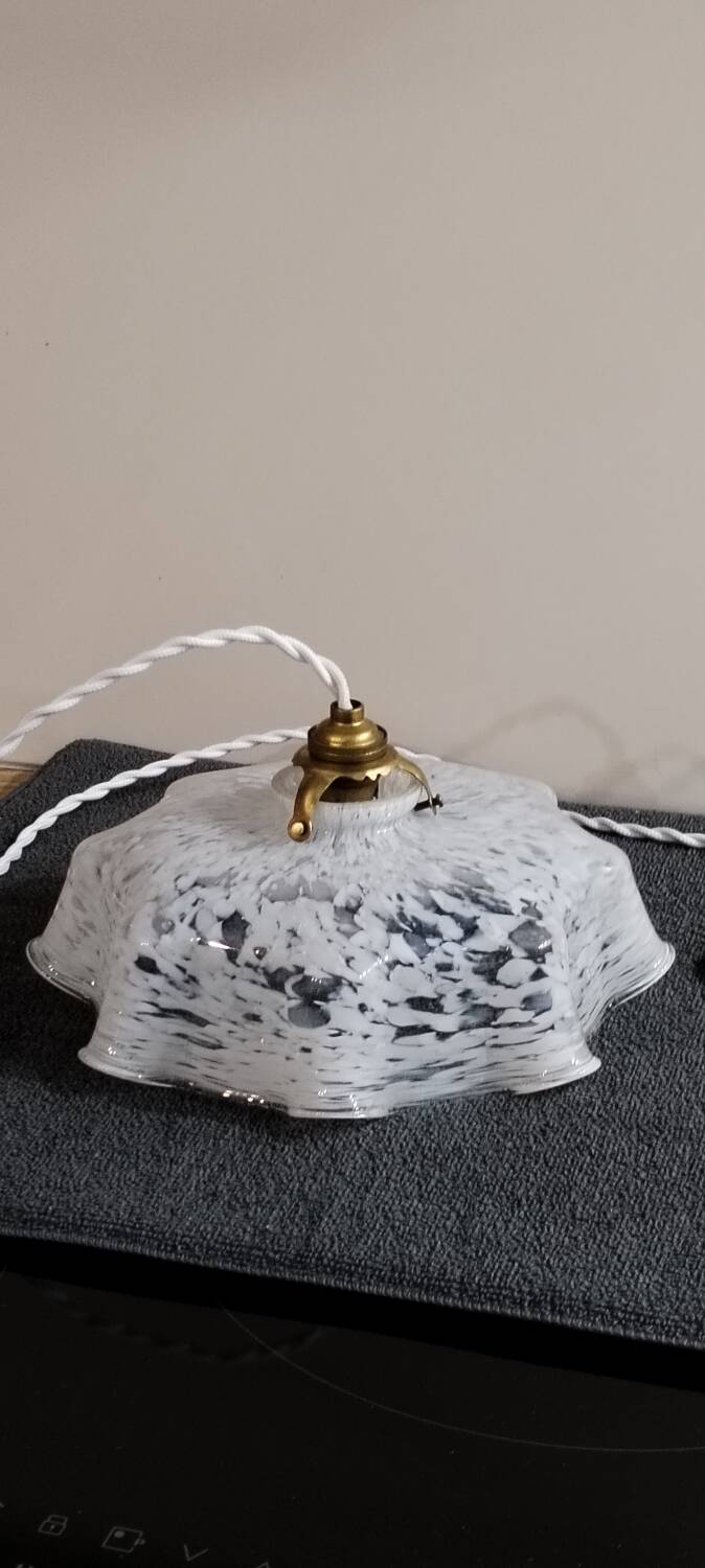 Clichy white glass portable lamp