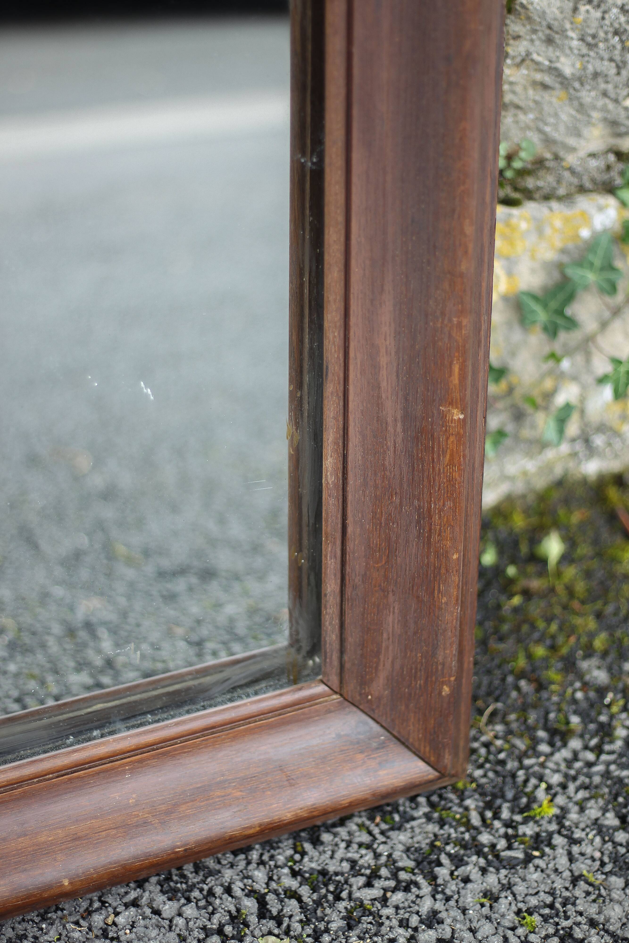Large rounded wooden mirror, floor mirror, fireplace mirror