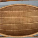 Ancient cradle in exotic wood bamboo style and mulch