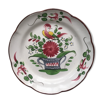 Antique plate decorated basket - bird