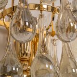 Large Pair of Gilded Brass and Crystal Wall Lights by Palwa, Germany, 1970s