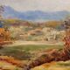 Oil painting on panel of a rural landscape, signed.