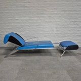 Blue leather lounge chair futuro 3 by massimo iosa ghini for moroso - italy 1980's