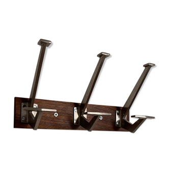 Coat rack 3 hooks in metal and wood