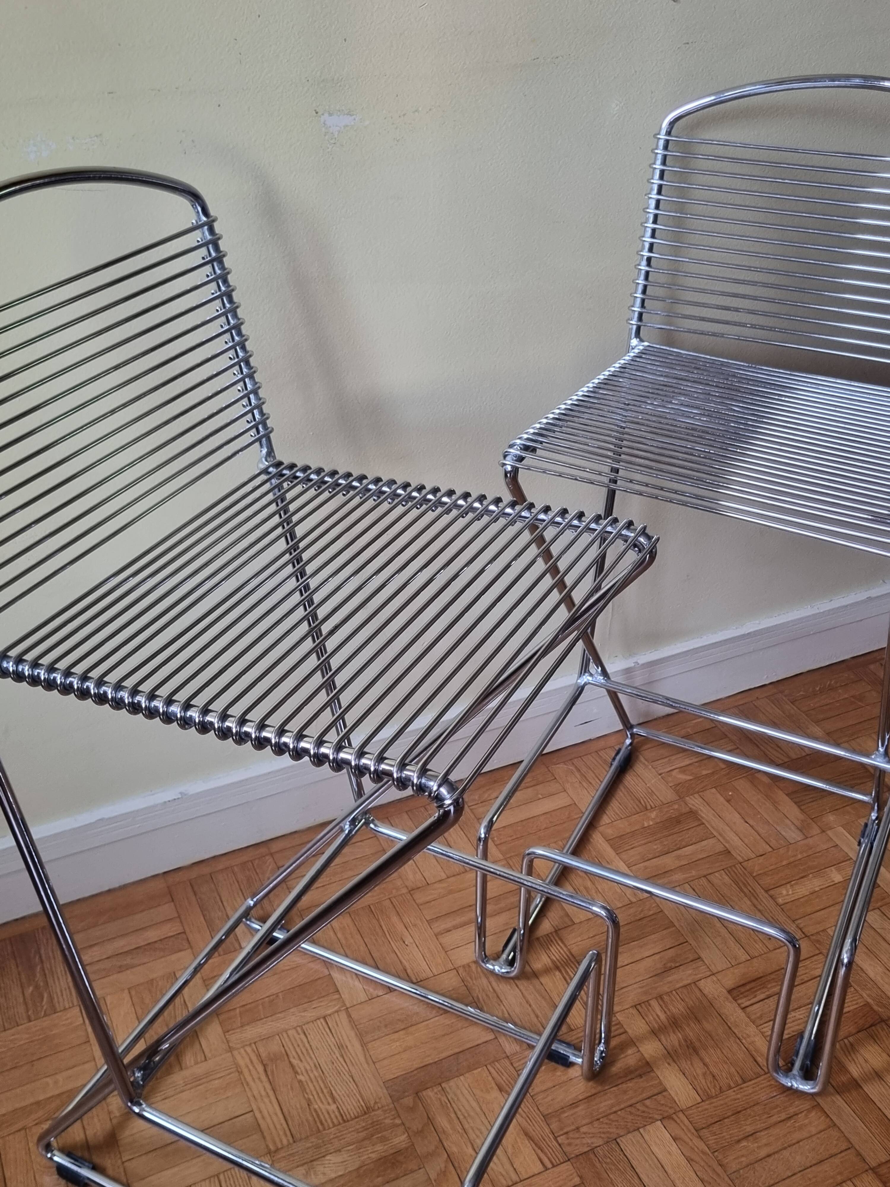 Paire de tabourets de bar Till Behrens Schlubach acier chromé années 80