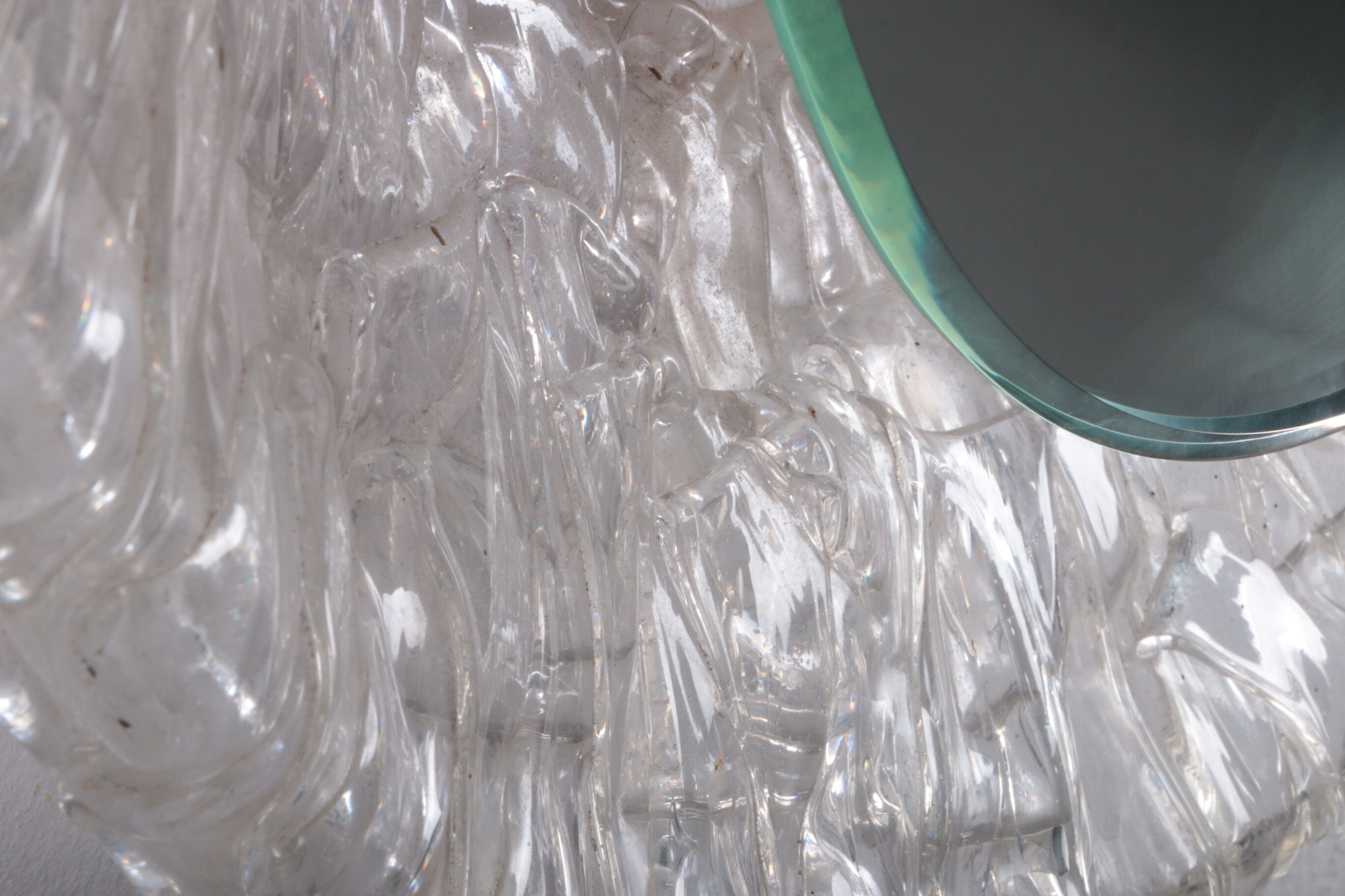 Large Oval Plexiglas mirror with lighting, 1960 Germany.