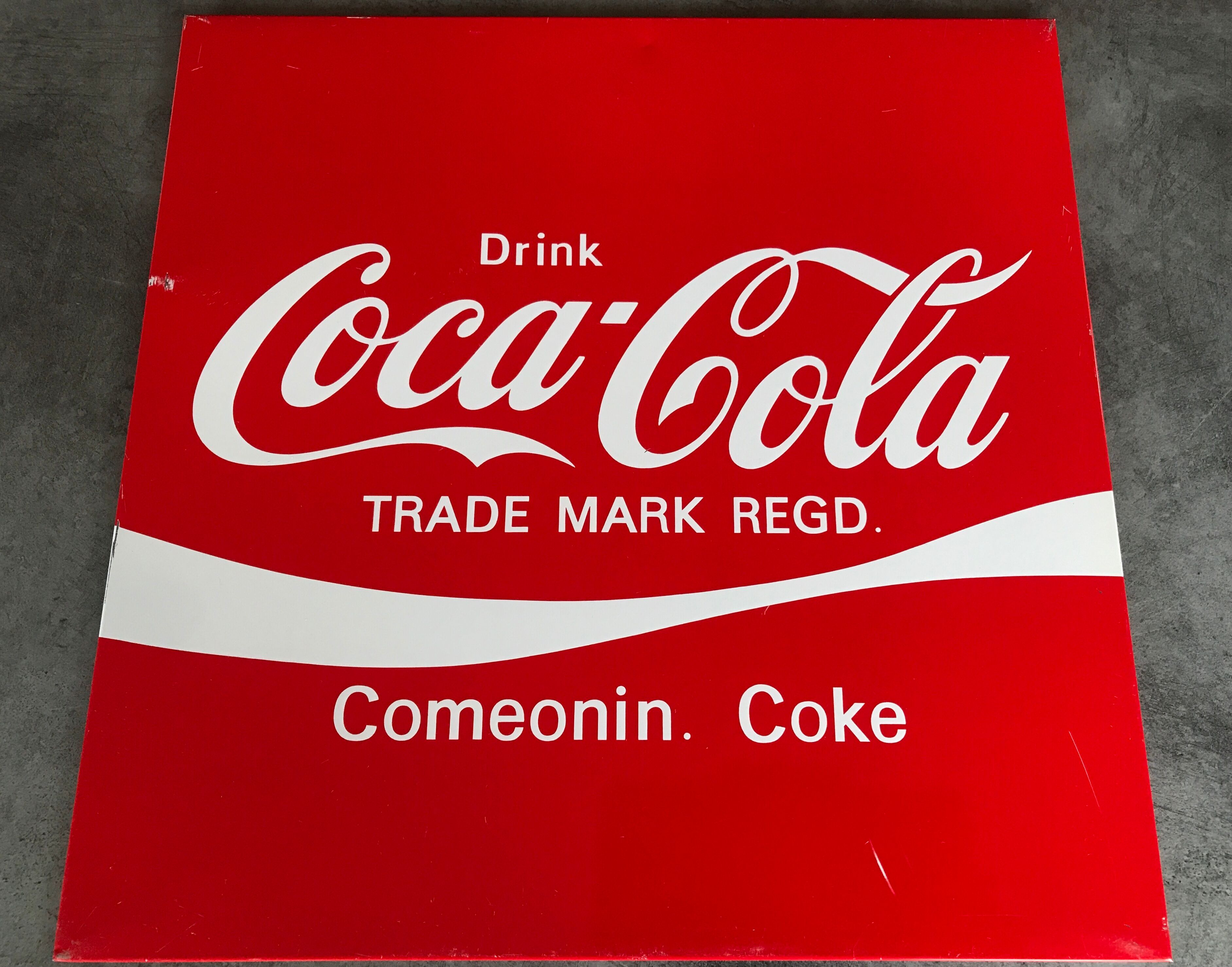 Wall plate metal pub vintage coca-cola drink deco red / white