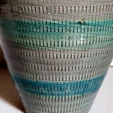 Ceramic vase scarified with gray-blue enamel