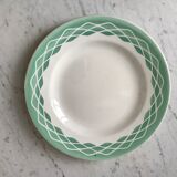 Plat rond digoin sarreguemines modèle "lola" vert d'eau années 30-40