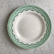 Round dish digoin sarreguemines model "lola" water green years 30-40