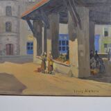 Louis Georges ALATERRE (19th-20th century) "La halle de Martel (Lot)" Oil on canvas signed