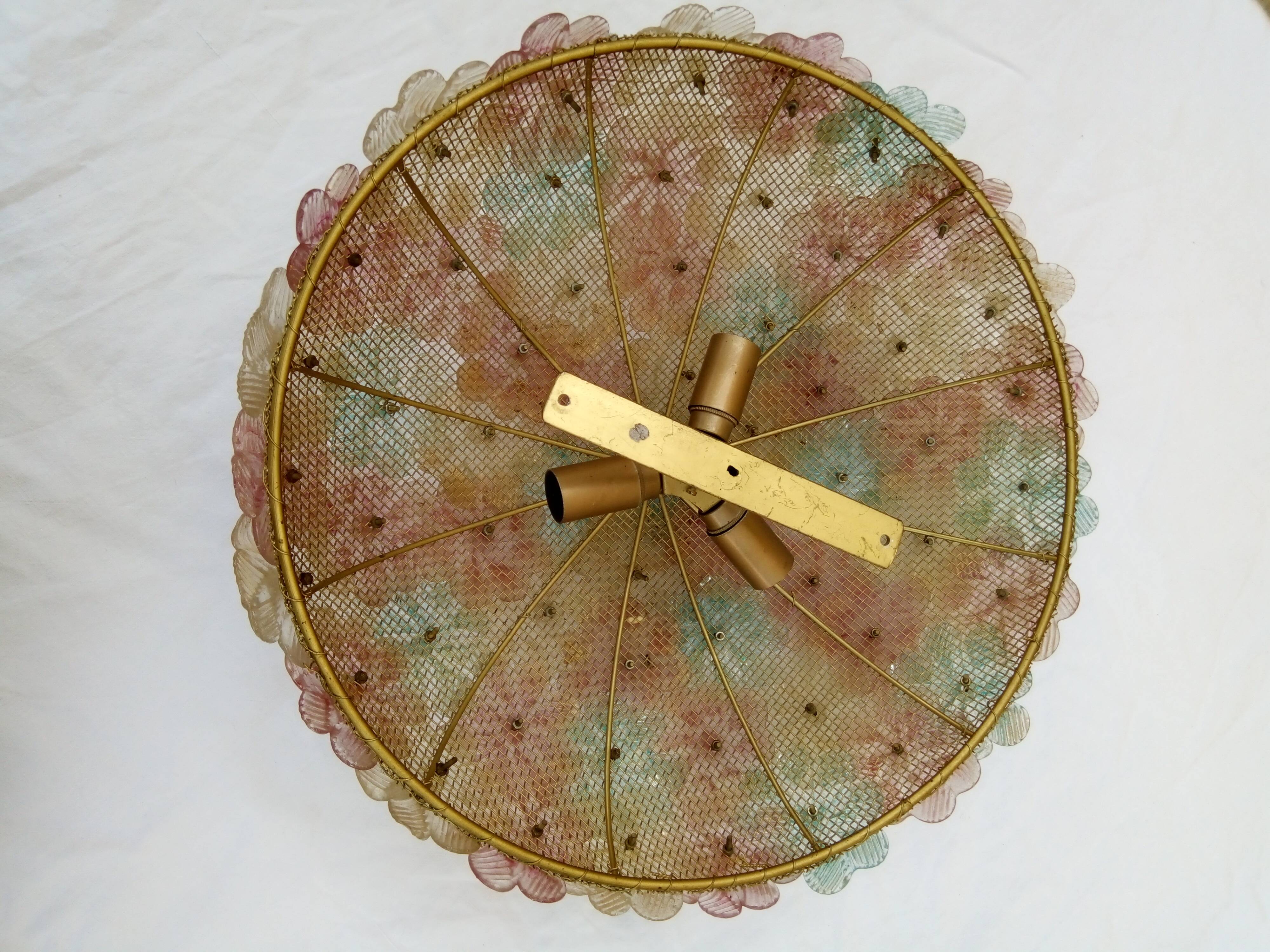 Glass ceiling in glass flowers. Murano 60/70 Barovier & Toso