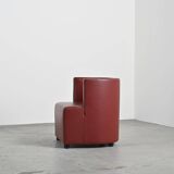 Pair of post-modern red leather armchairs by Wittmann