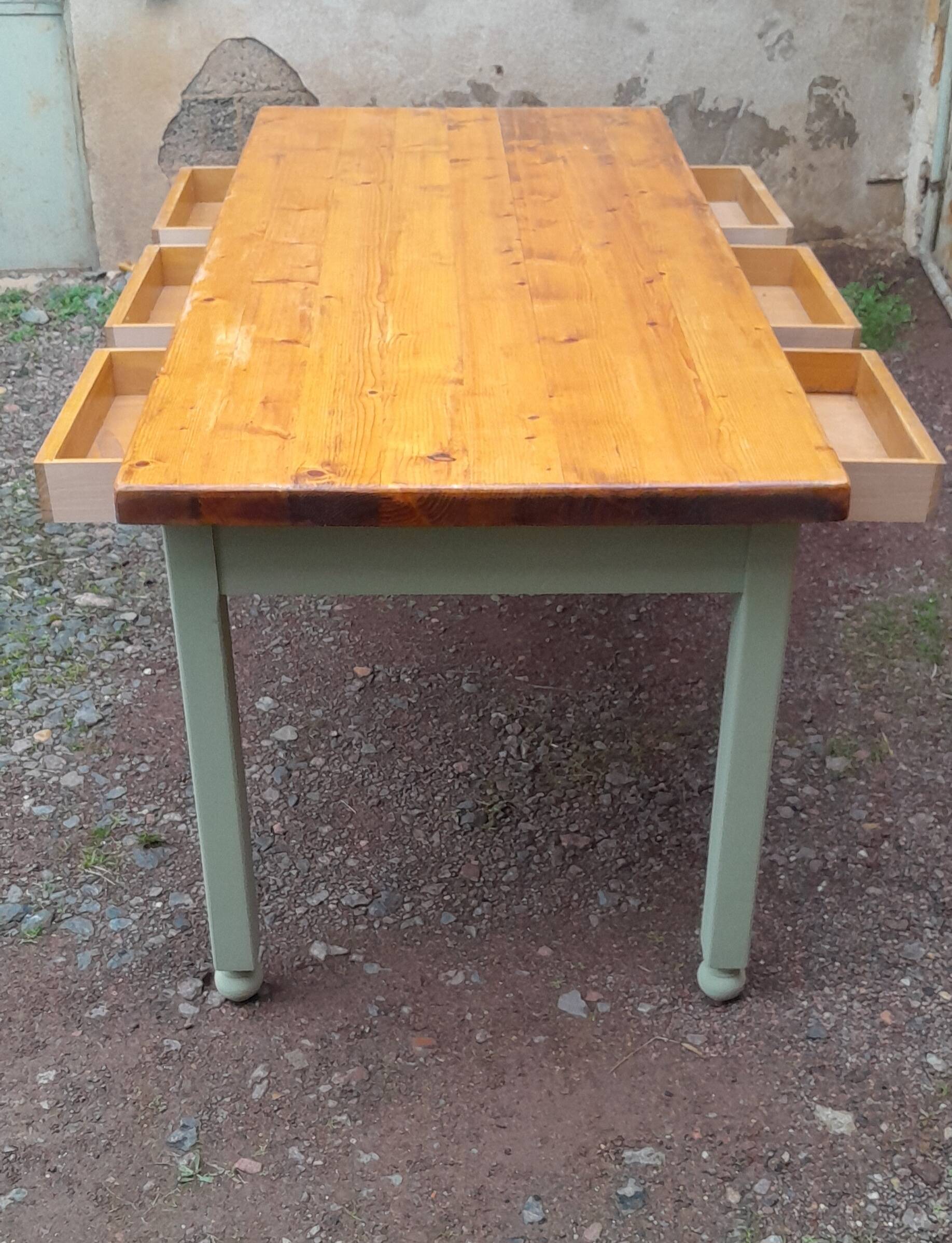 Modern farmhouse table with 6 drawers