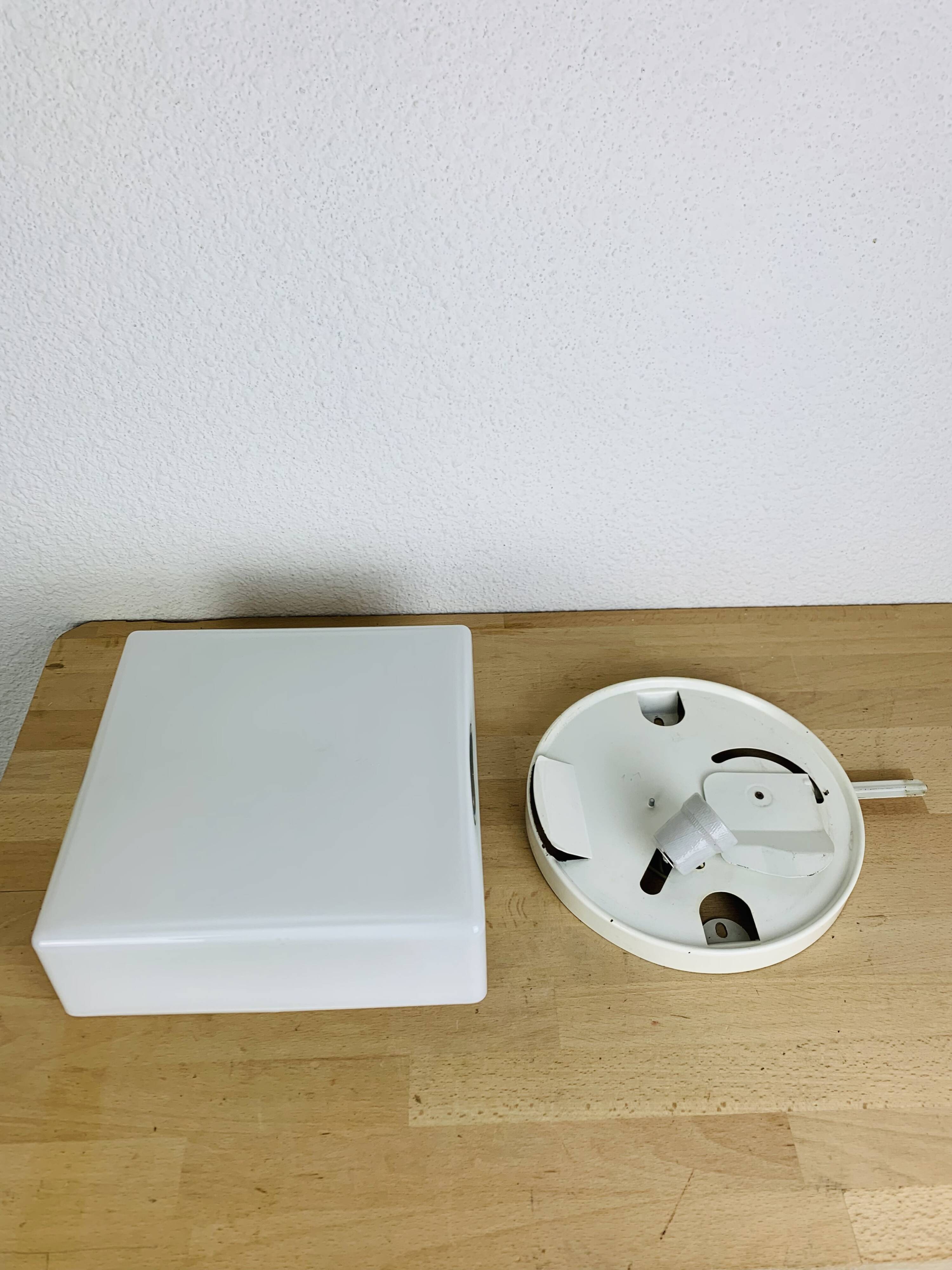 Lita 70s square opaline wall light, ceiling light