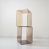 Pair of Vintage 70s Smoked Plexiglass Stands