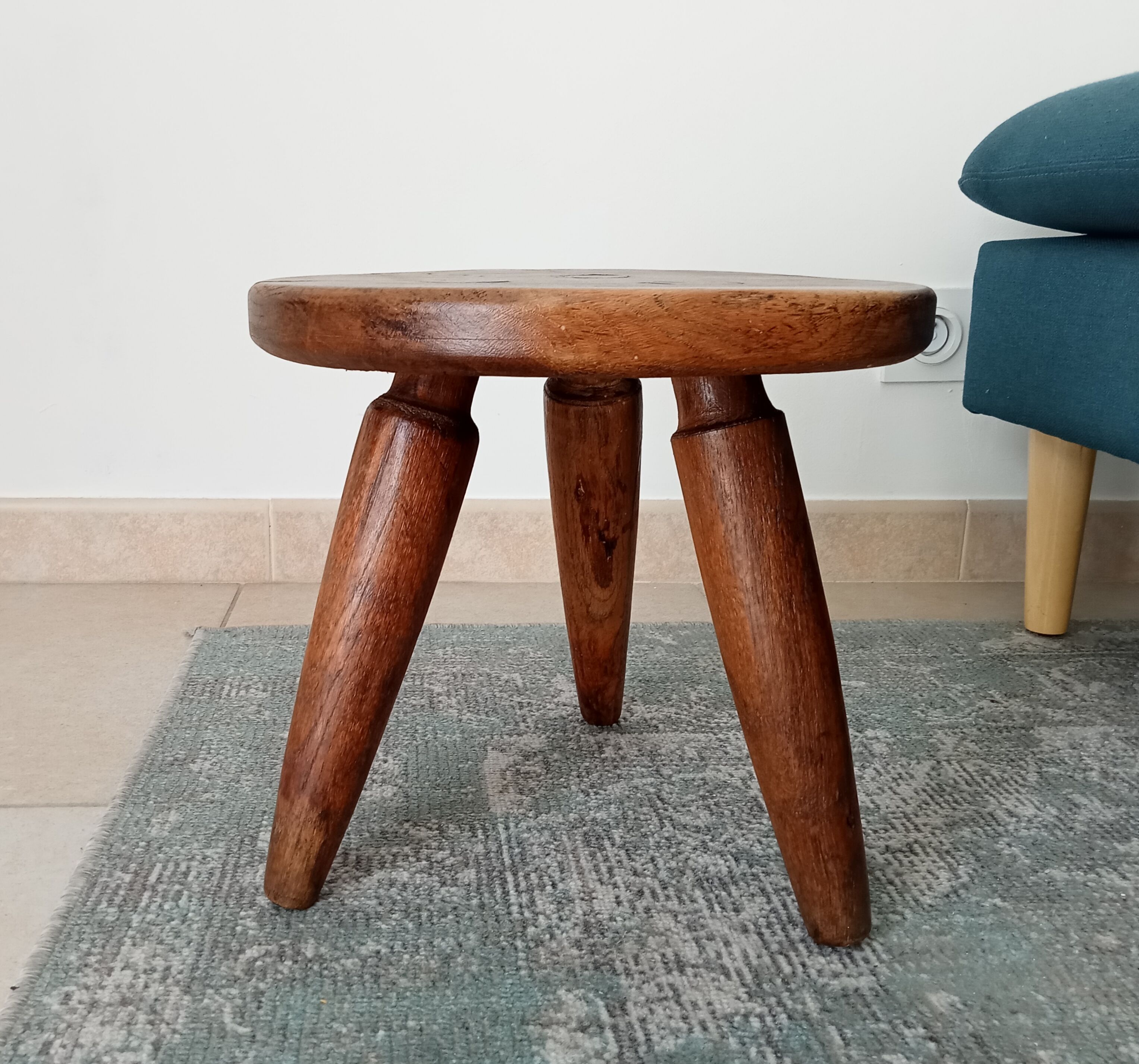 Antique walnut milking stool