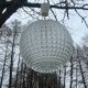 Holophane ball suspension chandelier 1970 vintage