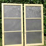 Pair of antique translucent glass sliding doors
